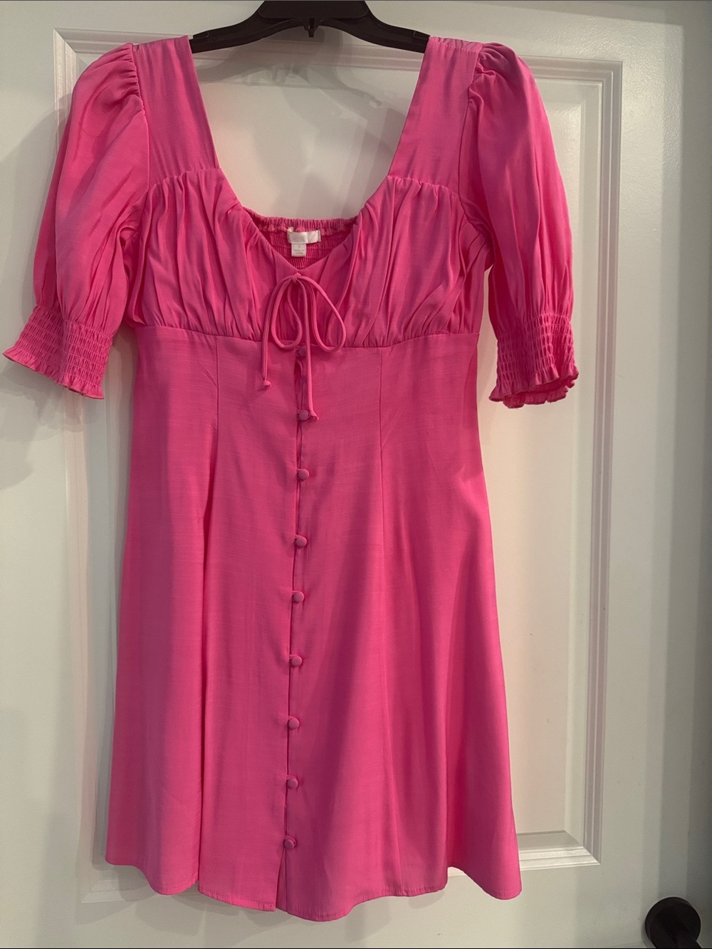 New. Never Worn Pink Mini Dress with Puff Sleeves